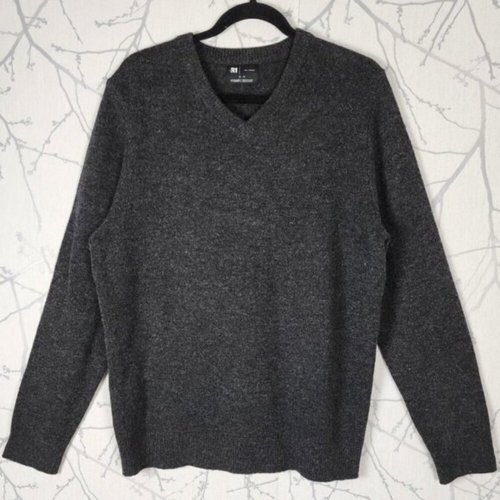 Le 31 Charcoal Gray Recycled Lambswool V-Neck Sweater